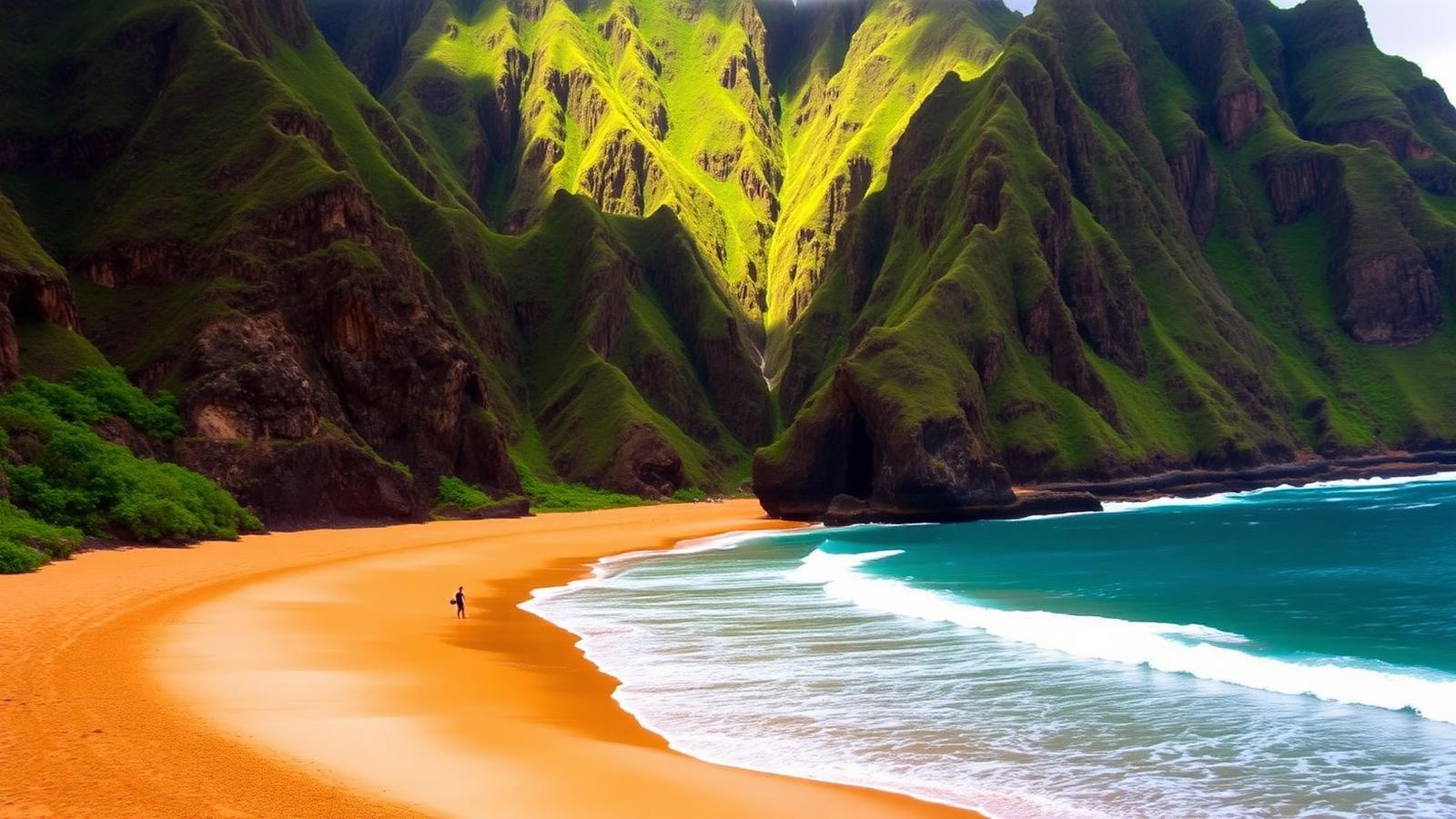 Kalalau Beach on the Na Pali Coast, Kauai